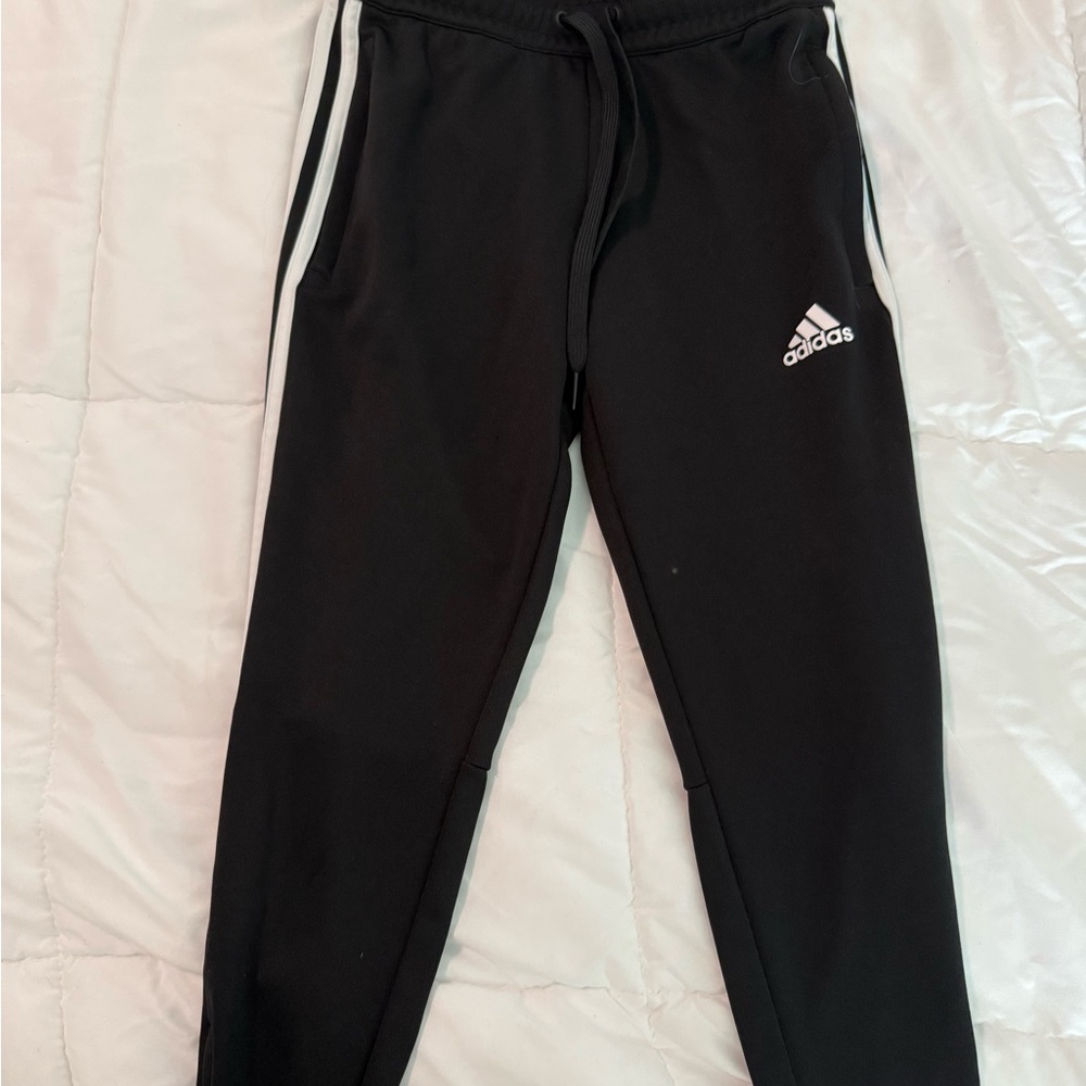 Adidas Black Joggers with White Accents